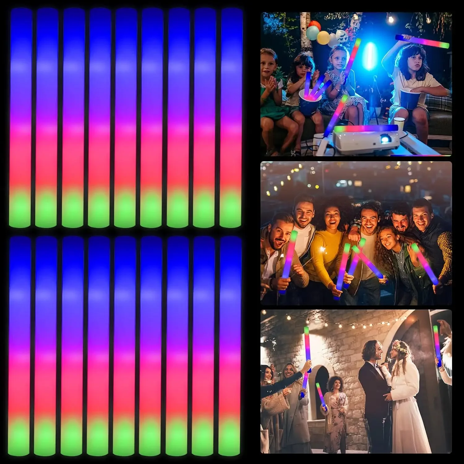 Flashing Led Foam Sticks Party - 1Z-50PCS Bâtonnets lumineux en mousse LED