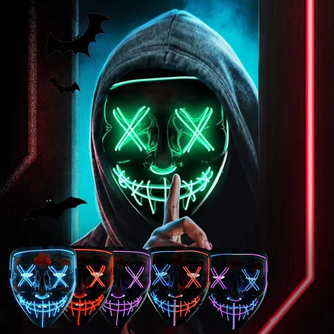 Led Purge Mask Halloween - Masque LED néon sans fil qui