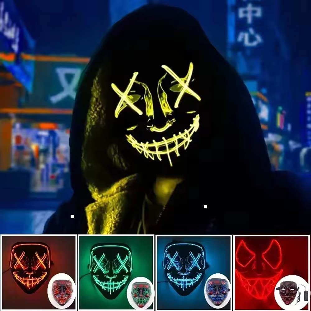 Led Purge Mask Halloween - Masque néon LED sans fil qui