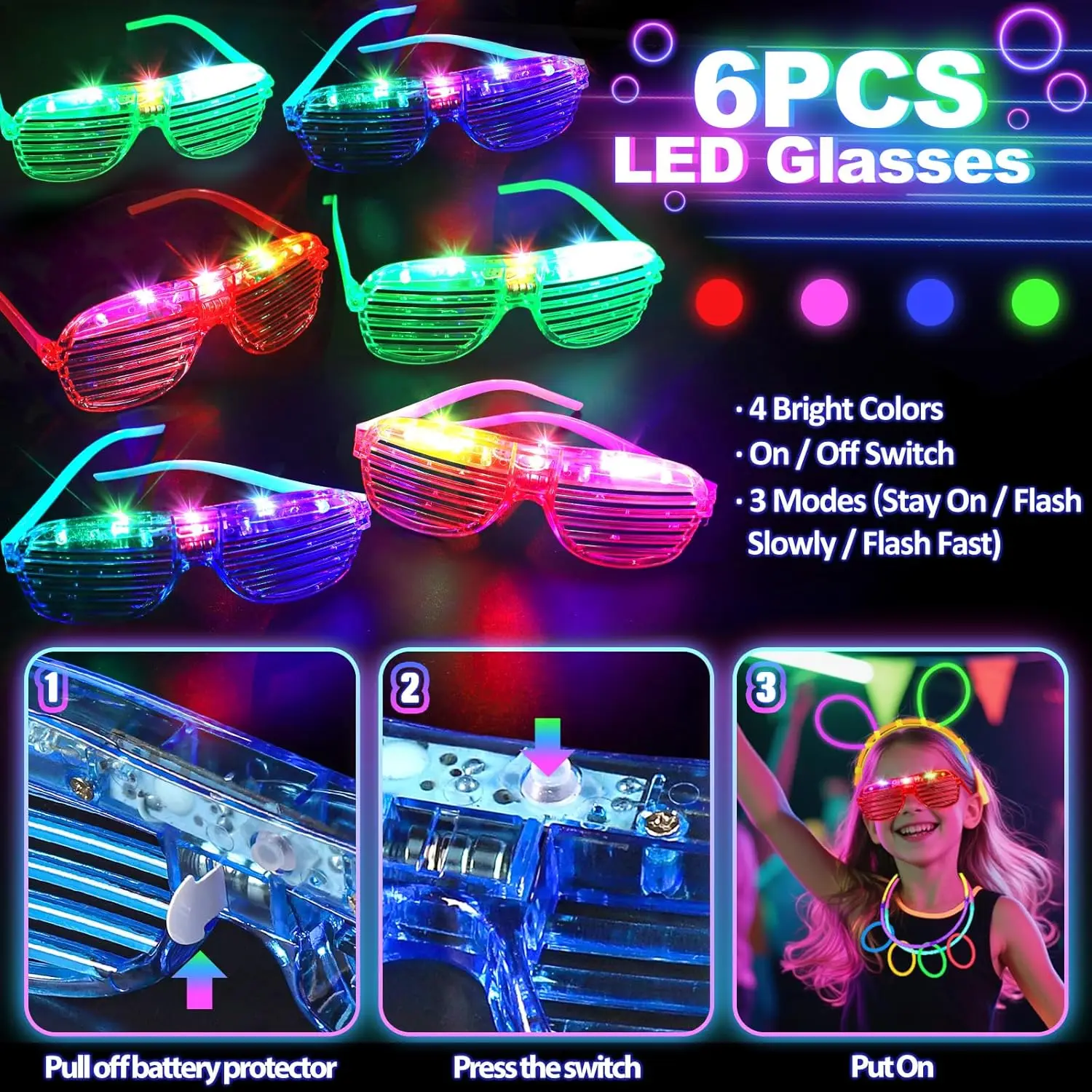 128 pièces : Lunettes lumineus - Glow In The Dark Party Glasses avis et prix