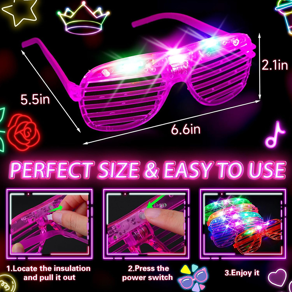 Lunettes LED 6 couleurs néon b - Glow In The Dark Party Glasses avis et prix